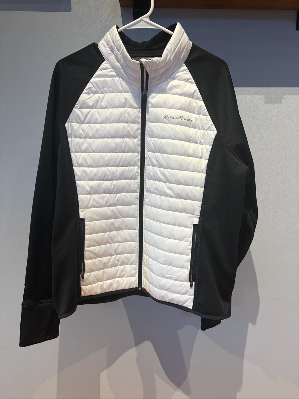 Eddie Bauer Black and White Quilted Hybrid Jacket